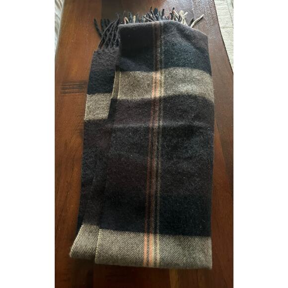 CLUB ROOM Men's Plaid 100% Cashmere Scarf Brown Beige Black Fringe 65x12” - Picture 7 of 13